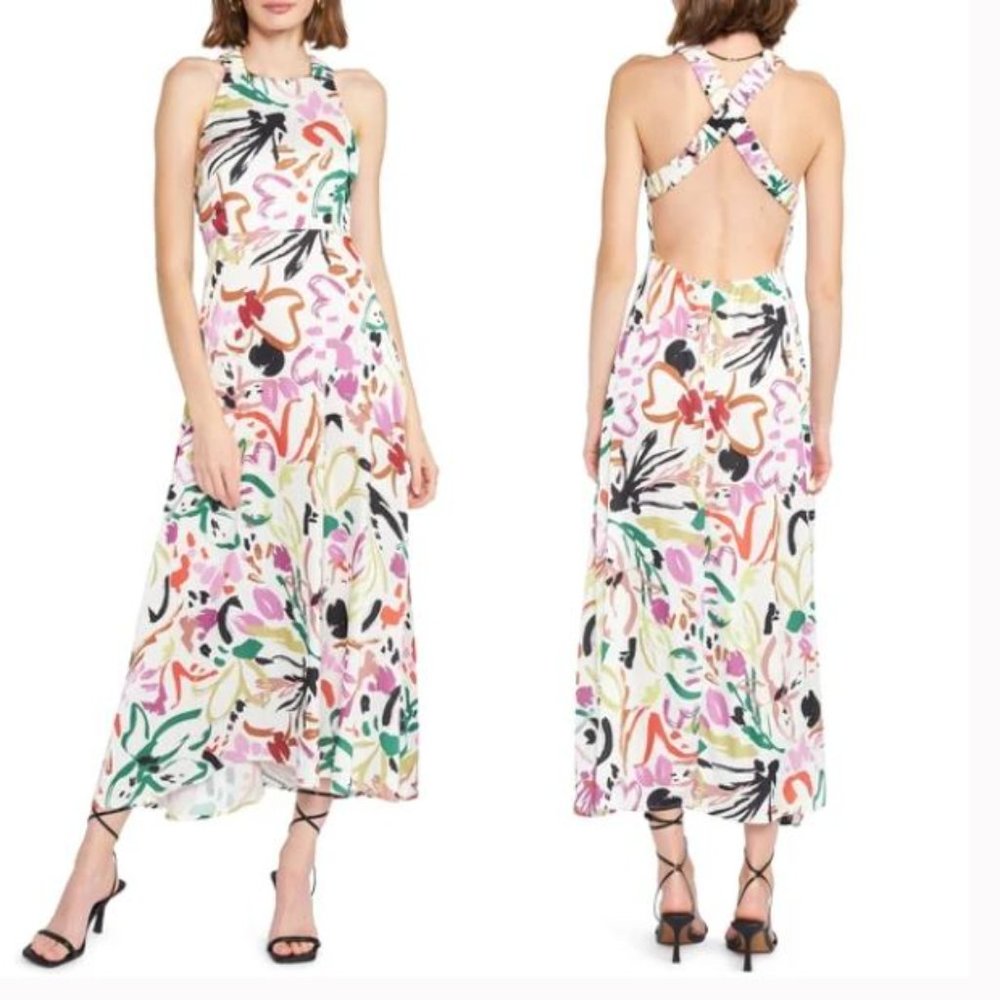 En Saison NWT Exclusive Print Hazel Abstract Print Back Detail A-Line Midi Dress